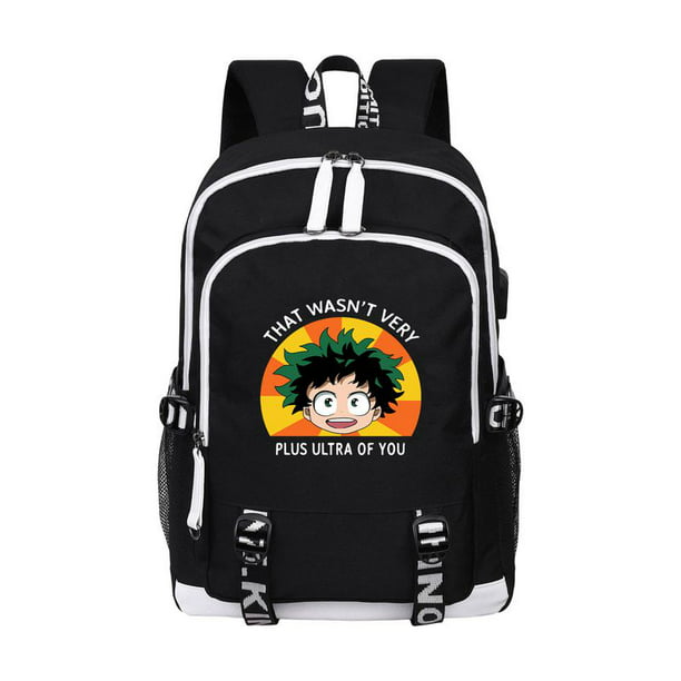 Business Computer My Hero Academia Izuku Midoriya Backpack with USB Charging Port for Women & Men,Water Repellent Anti Theft Hiking Backpack for Women Middle School Students Rucksack 